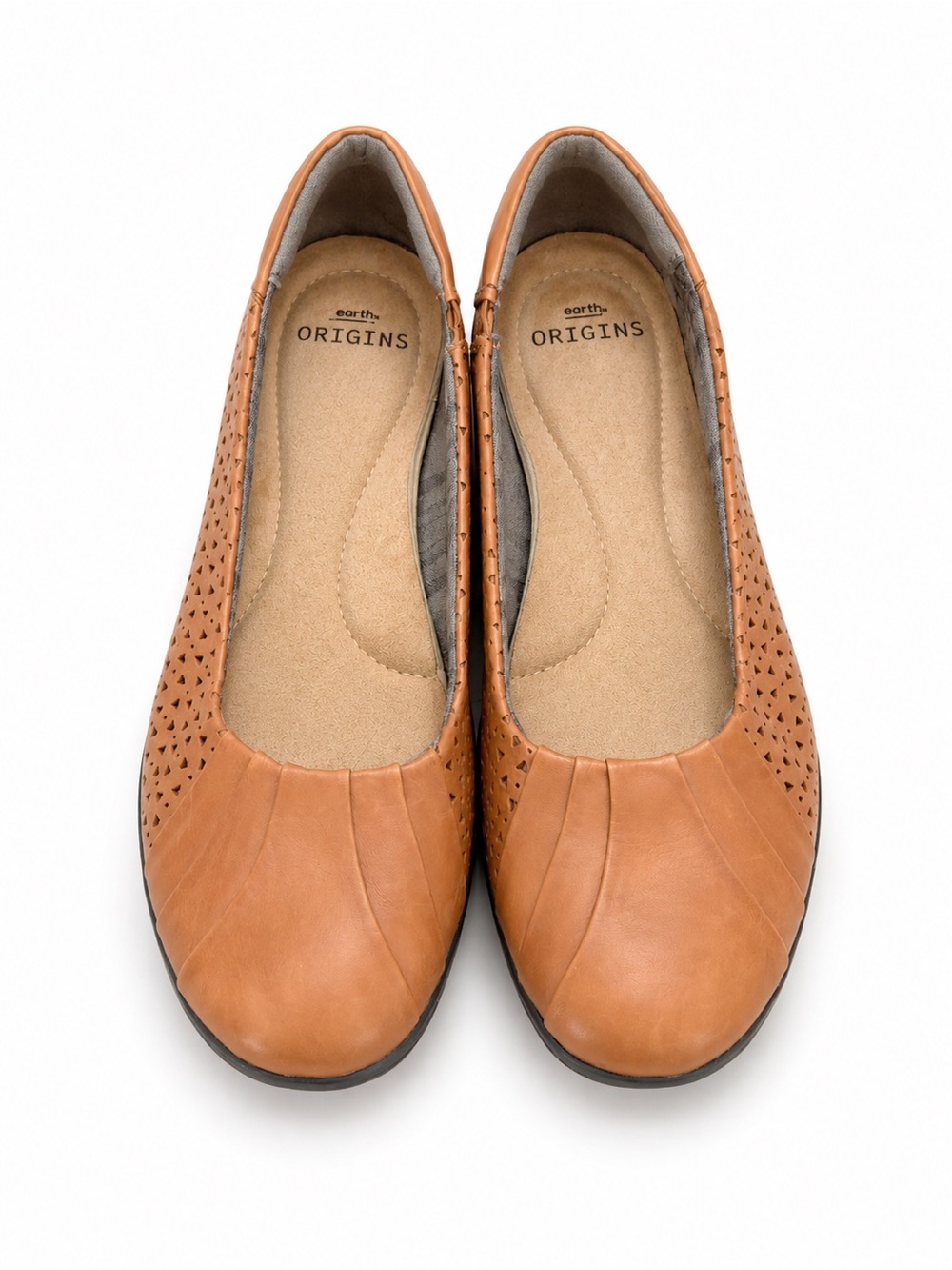 Earth Origins Tan Perforated Leather Ballet Flats
